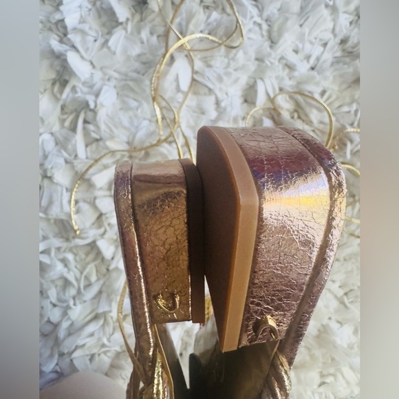 Sam Edelman Circus NY Jocelyn Metallic Strappy Sandal with Ankle Ties - Picture 9 of 10